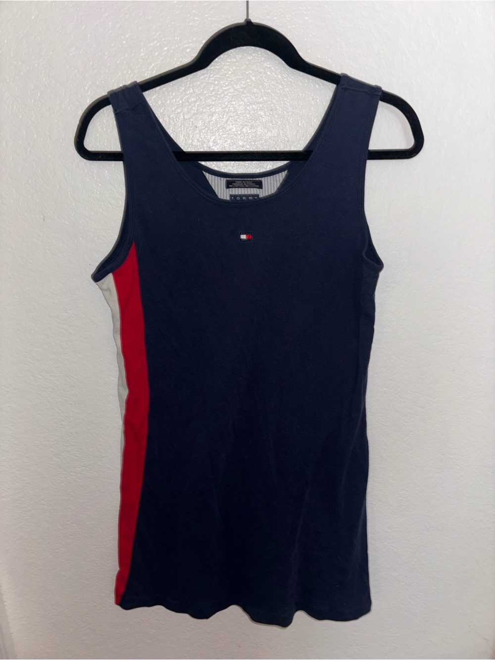 Vintage Tommy Hilfiger Navy Mini Dress with Red & White Side Panels